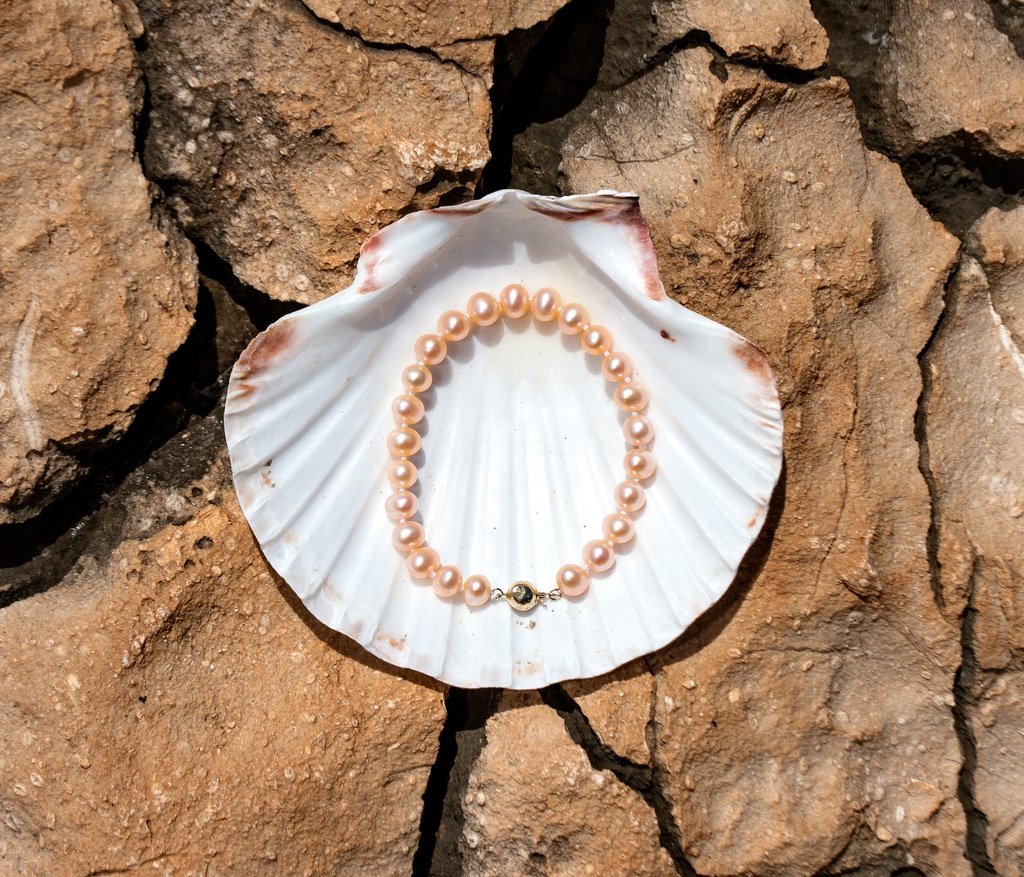 [VCCB03] 7-7.5mm AA Pink to Peach Freshwater Pearl Bracelet