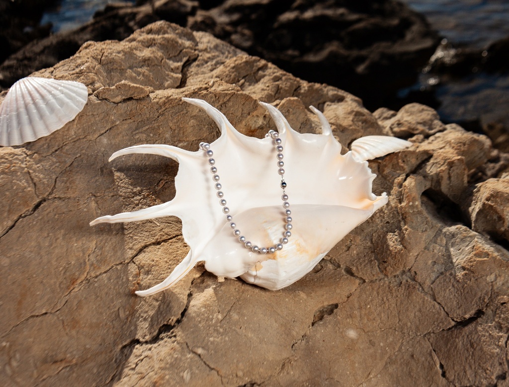 [VSENA06] 7-7.5mm AAA Grey Akoya Sea Pearl Necklace