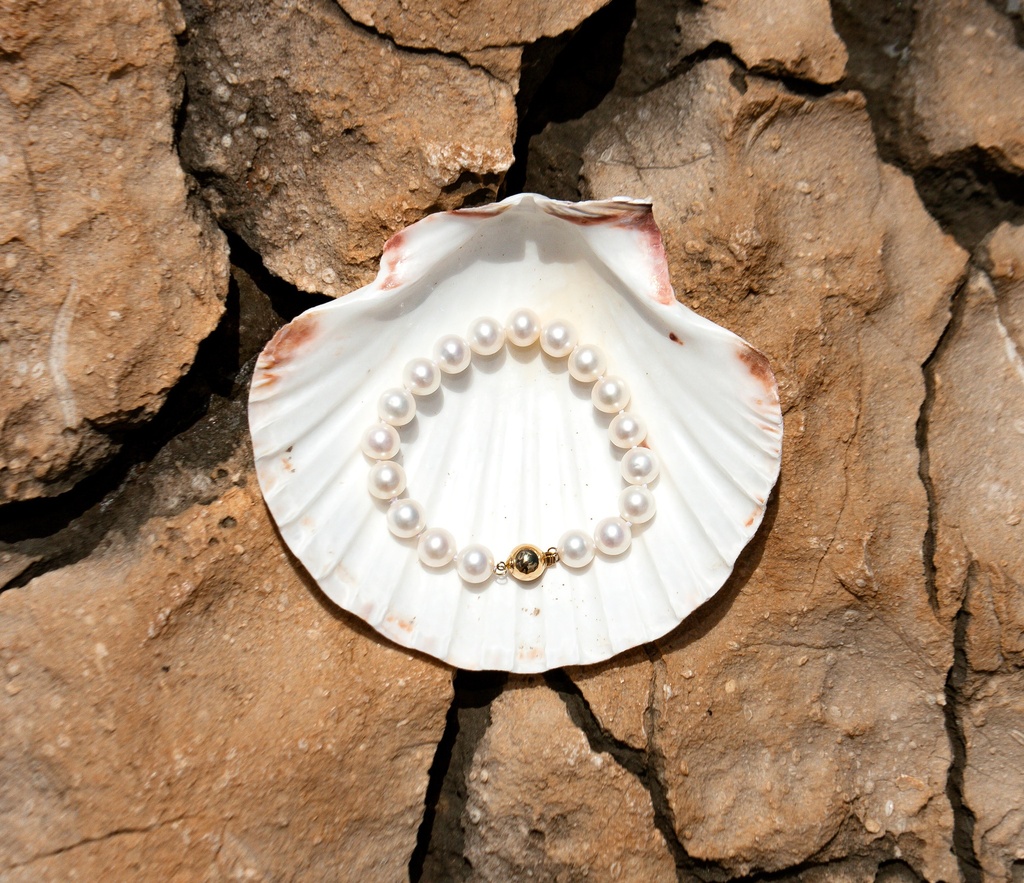 [VCCB02] 9-9.5mm AA+ White Freshwater Pearl Bracelet