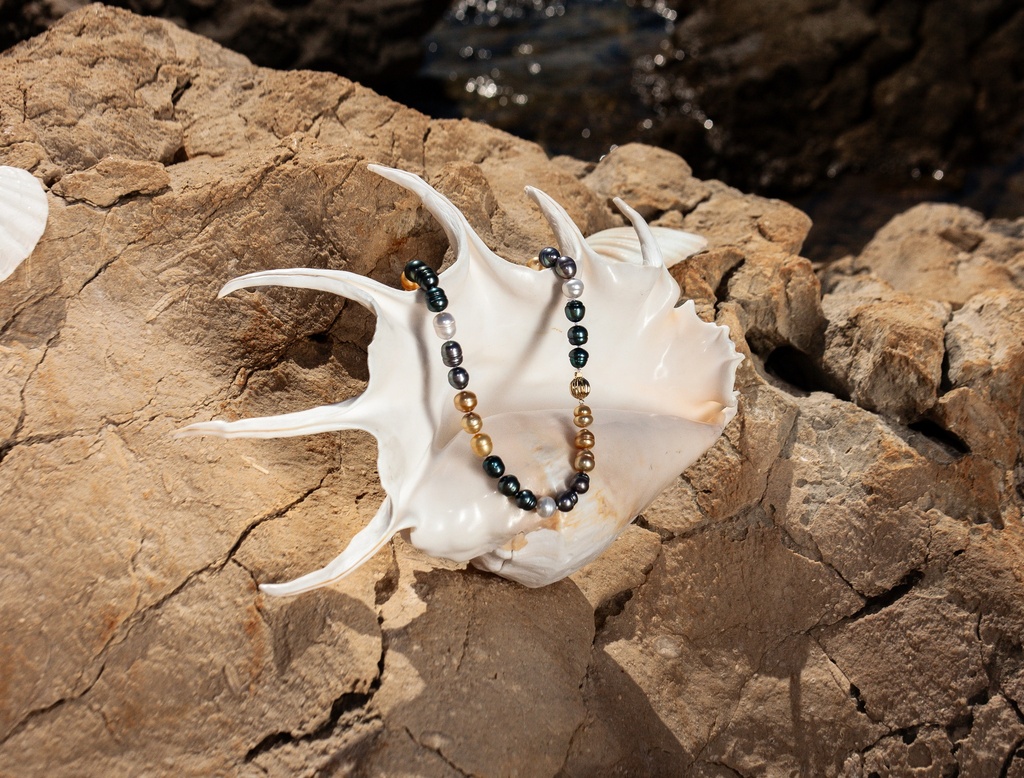 [VSEN08] 9-10mm AA Multi Colour Semi-Baroque Freshwater Pearl Necklace