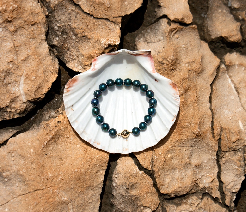 [VSEB11] 9-10mm AA+ Green-Blue Freshwater Pearl Bracelet