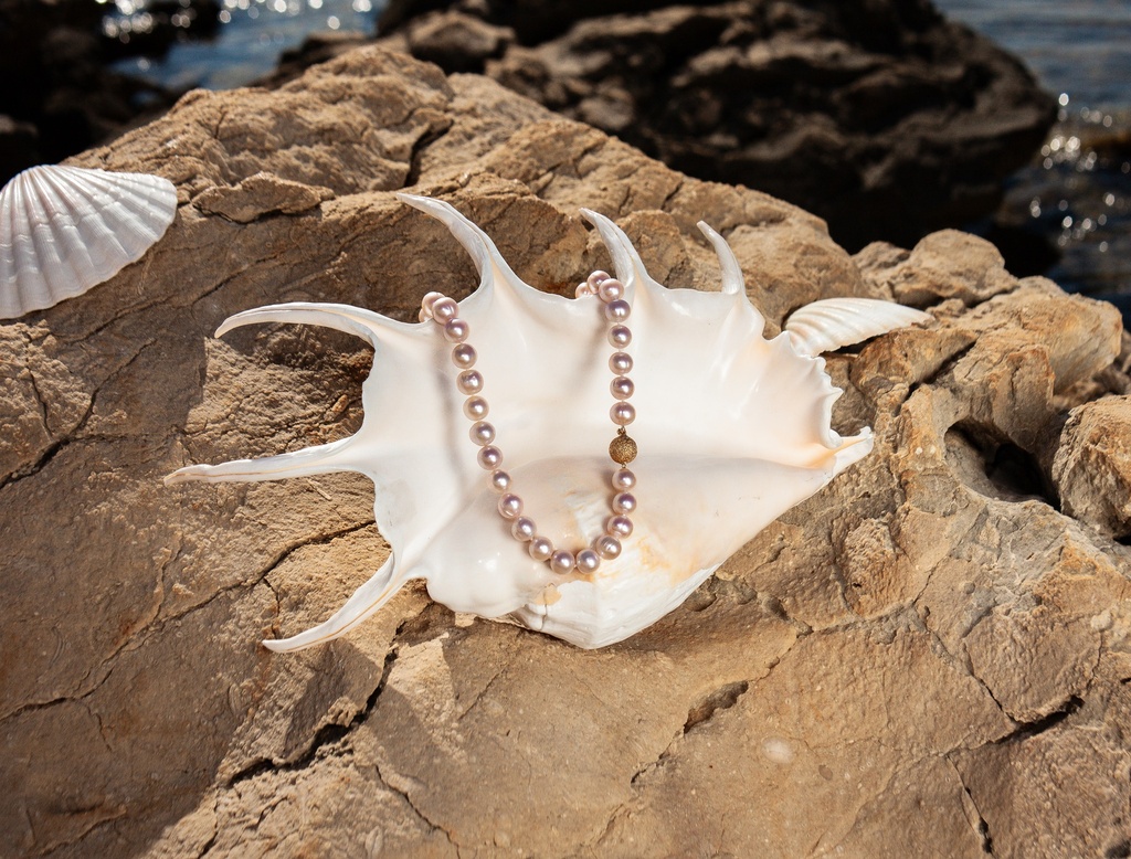 [VCCN19] 11-12mm AA Pink to Peach Freshwater Pearl Necklace